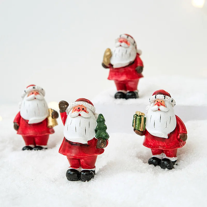 Christmas Resin Santa & Snowman Desktop Figurine – Holiday Décor & Photography Prop