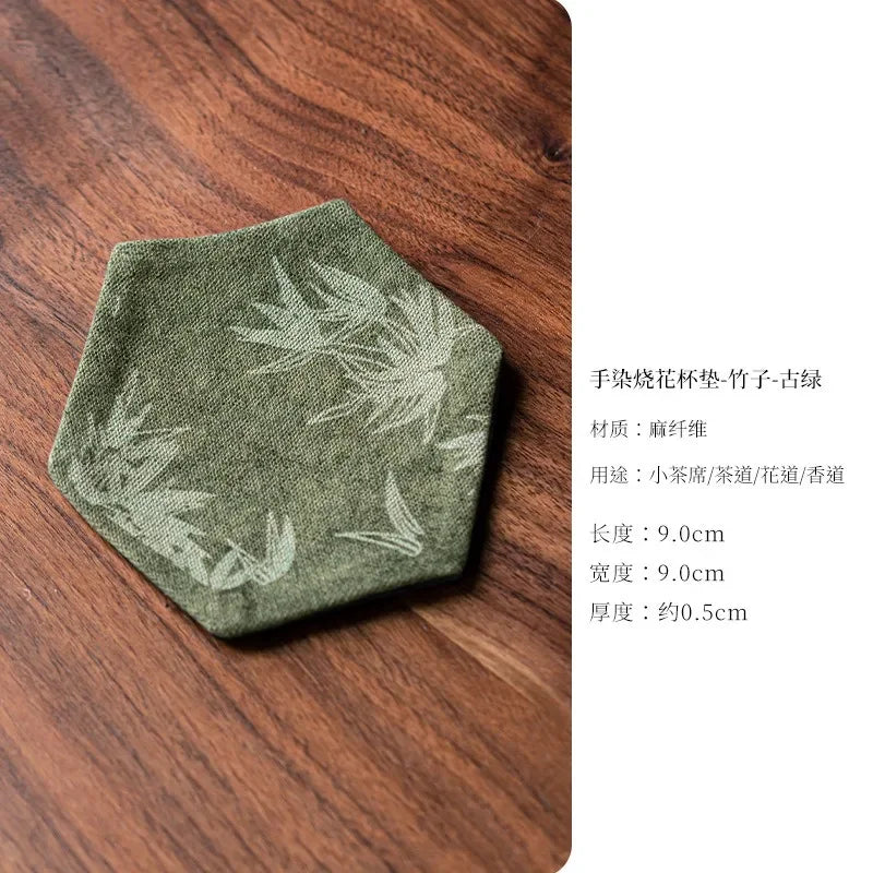 Vintage Embroidery Tea Coasters — Insulated Cup Holders for Tea Accessories