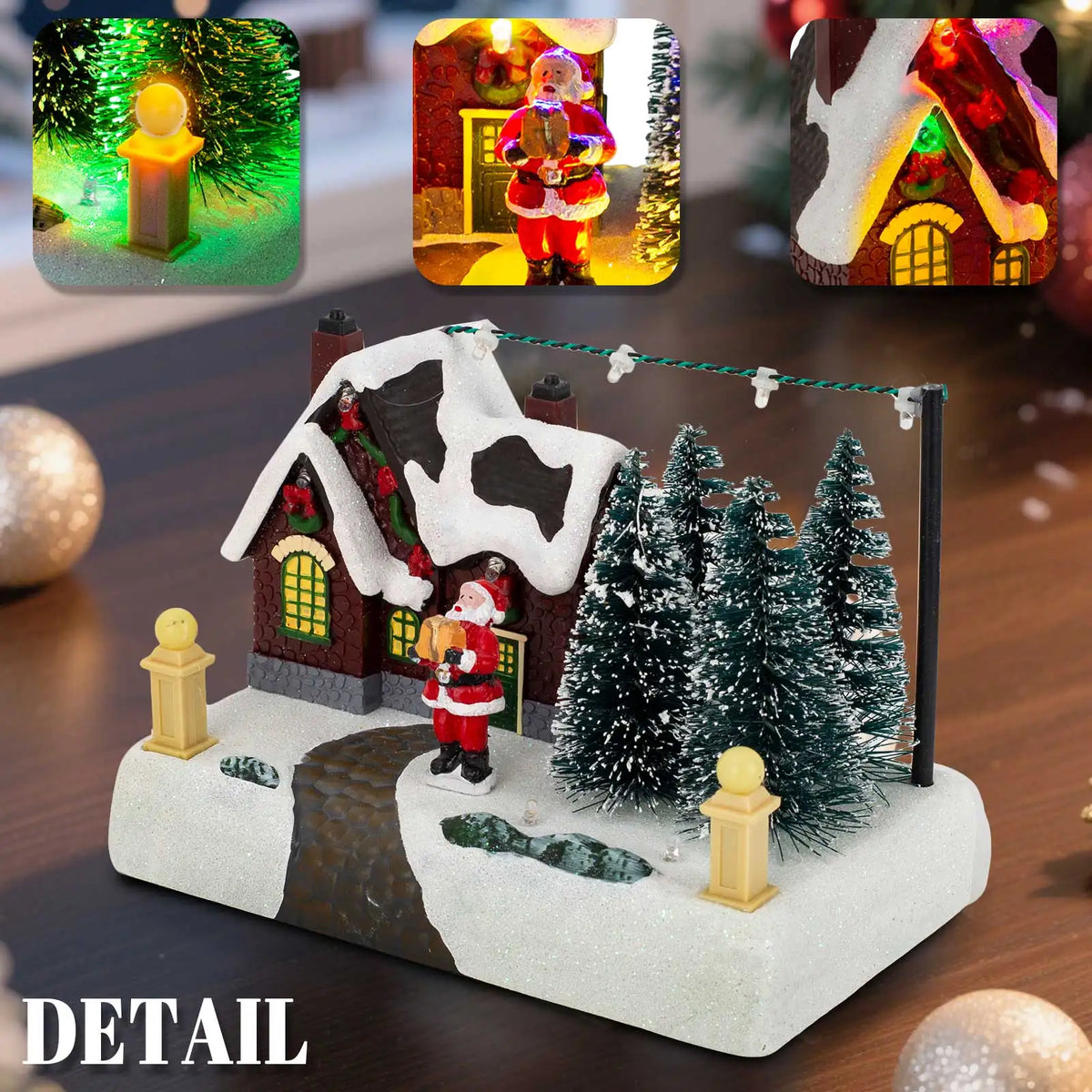 Christmas Village Scene – LED Lighted Collectible Building with Santa, Trees & Snow Décor