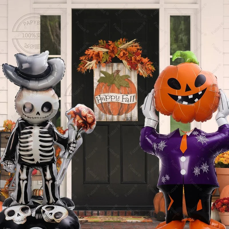 Giant Halloween Foil Standing Balloon — Ghost, Pumpkin, Skull & Haunted Castle Party Decor