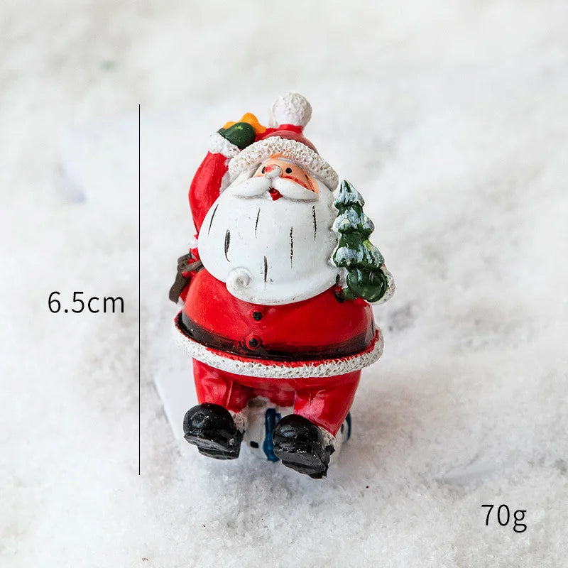Christmas Resin Santa & Snowman Desktop Figurine – Holiday Décor & Photography Prop