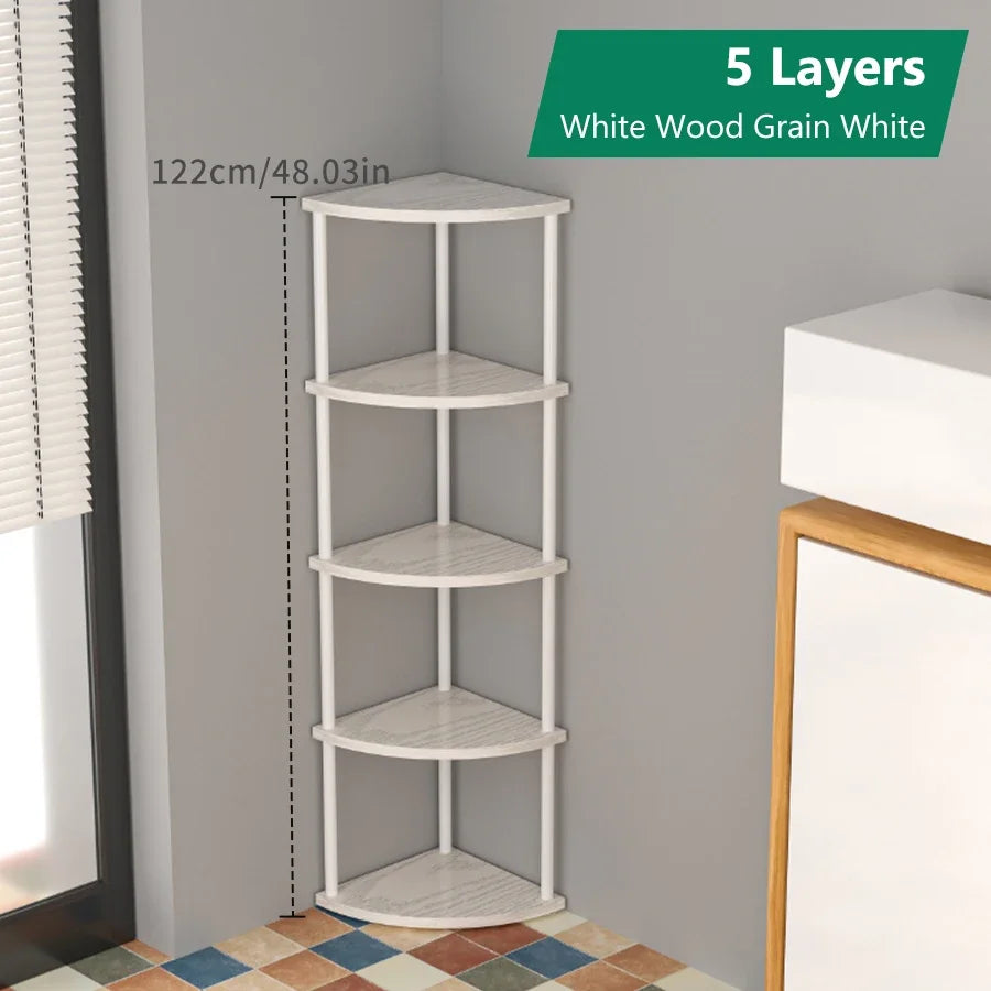 Corner Wall Storage Rack — Shelves for Living Room, Kitchen & Bedroom