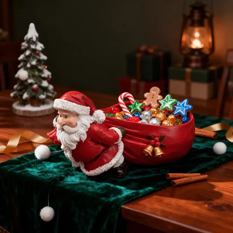 Christmas Santa Claus Storage Figurine — Decorative Holiday Resin Ornament