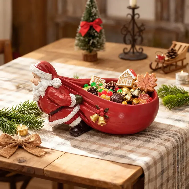 Christmas Santa Claus Storage Figurine — Decorative Holiday Resin Ornament