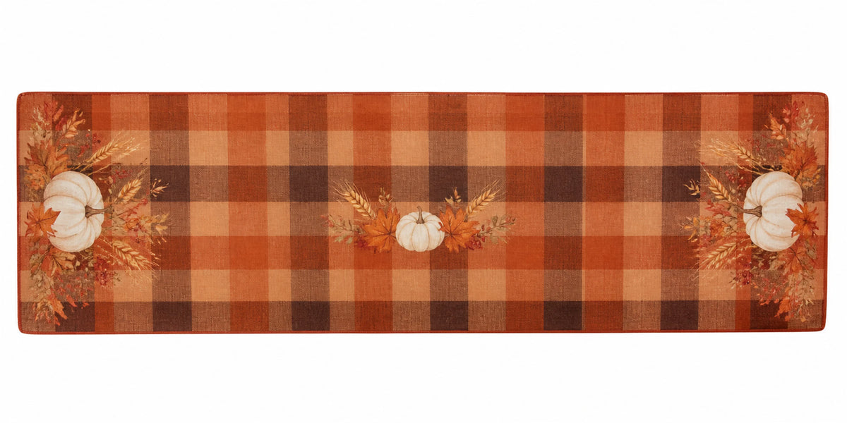 Fall Pumpkin Plaid Table Runner Autumn Harvest Maple Leaf Print Dining Table Decor Farmhouse Thanksgiving Home Decoration