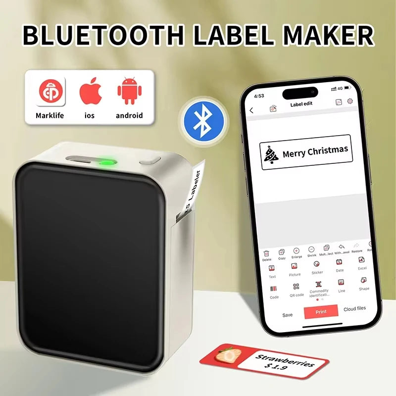 Marklife P15 Mini Bluetooth Label Printer — Portable Thermal Sticker Maker, No Ink Needed
