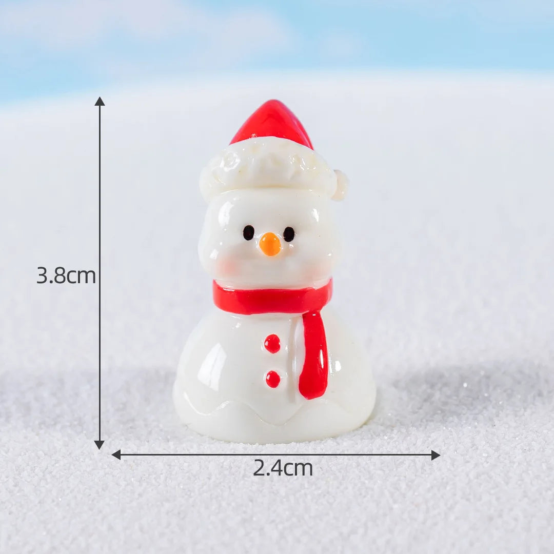 Christmas Resin Miniature Figurines – Santa, Elk & Snowman Holiday Décor Statues