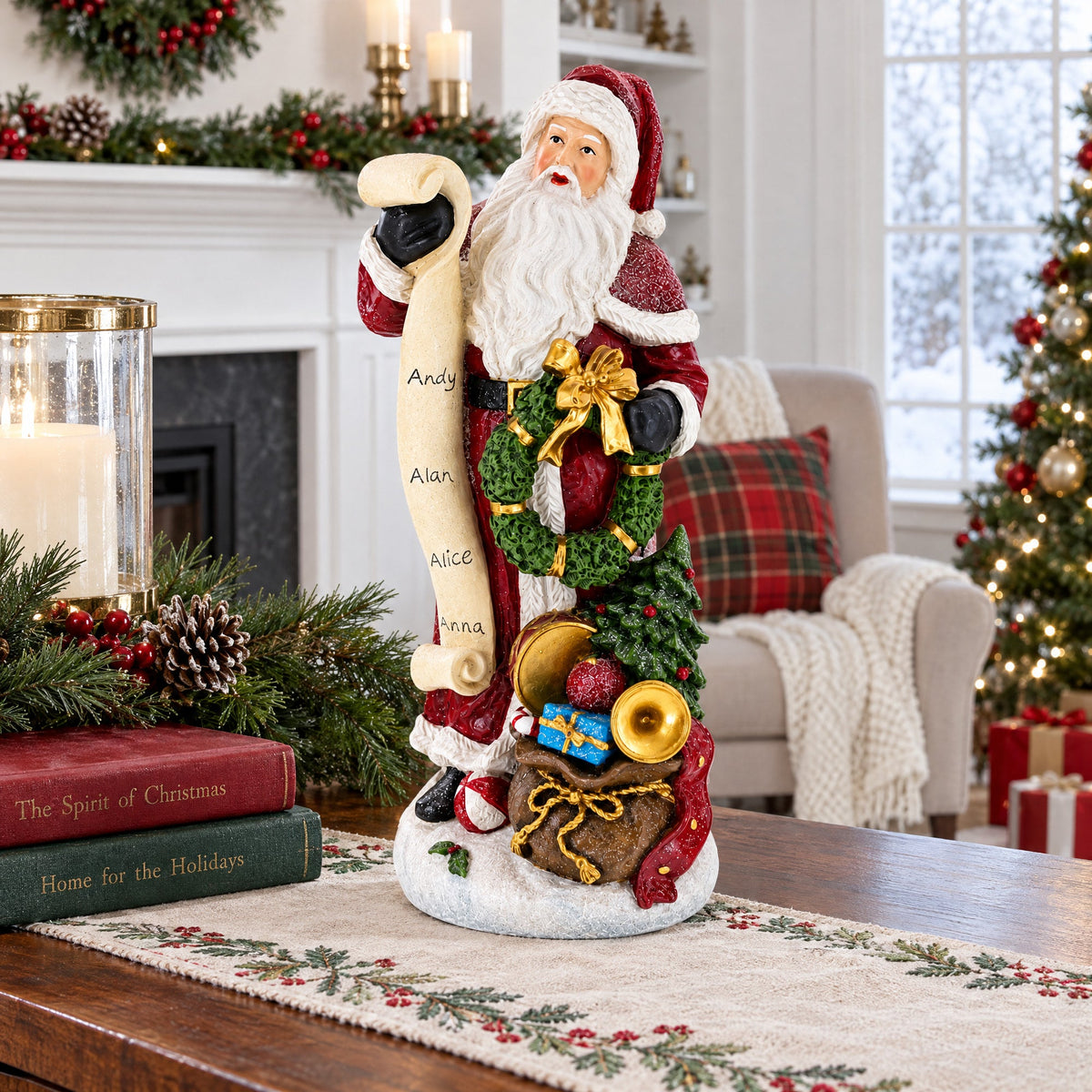 11.5in Santa Reading Christmas Figurine