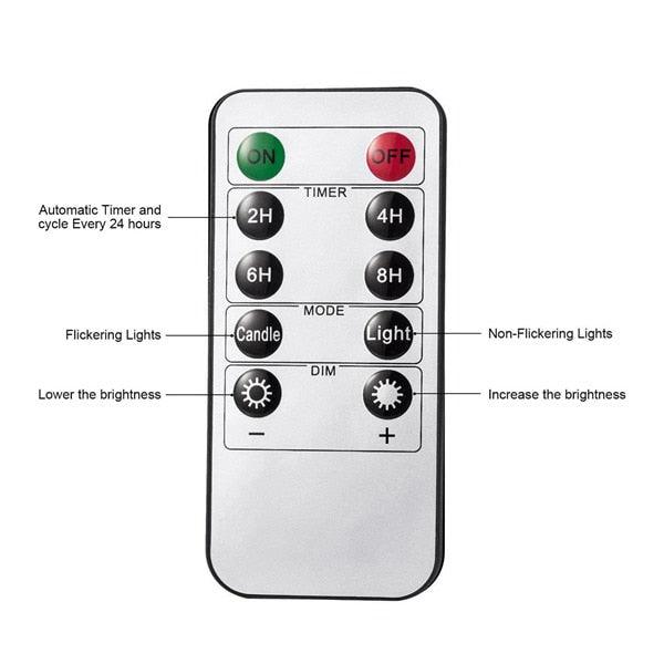 Amber Glass LED Flameless Candle Set with Remote & Timer