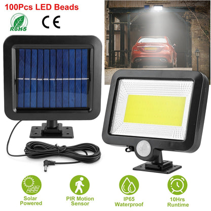Solar Powered Wall Lights Outdoor 100 LED Beads Motion Sensor Lamp IP65 Waterproof Dusk To Dawn Sensor Light For Front Door Deck