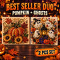 Halloween Diamond Painting Kits with Frame for Adults & Teens, 5D DIY Diamond Art Craft Kit with Full Drill Canvas and Tools, Pumpkin Ghost Witch Cat Halloween Wall Decor, Beginner-Friendly Gift, 8 X 8 Inch
