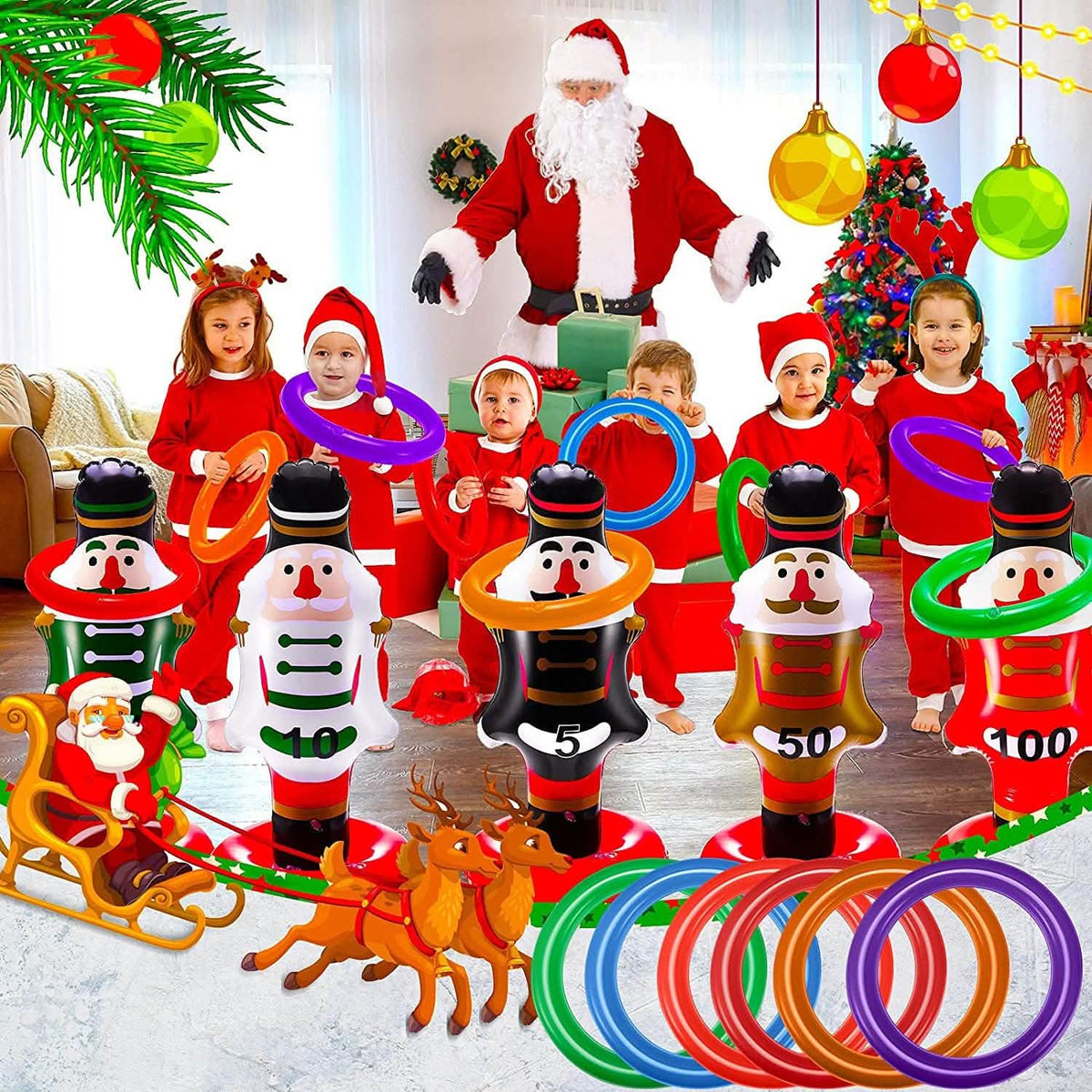 5-Pack Christmas Nutcrackers Ring Toss Game