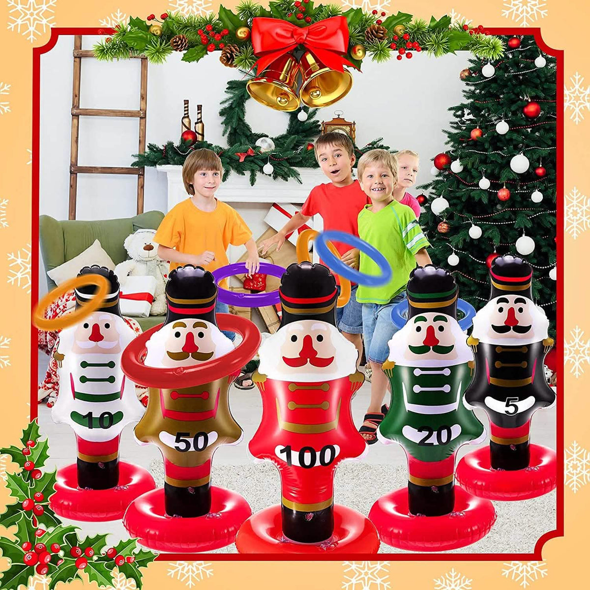 5-Pack Christmas Nutcrackers Ring Toss Game