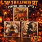 Halloween Diamond Painting Kits with Frame for Adults & Teens, 5D DIY Diamond Art Craft Kit with Full Drill Canvas and Tools, Pumpkin Ghost Witch Cat Halloween Wall Decor, Beginner-Friendly Gift, 8 X 8 Inch