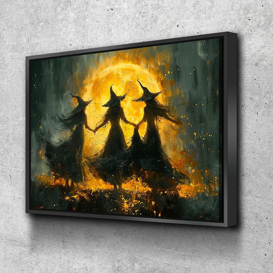 Witches Dancing Around the Fire Canvas Wall Art