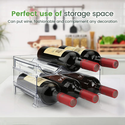 Stackable Water Bottle Organizer for Cabinet — 2-Pack Clear Rack for Pantry & Fridge