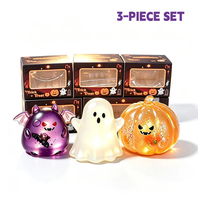 Unisex Halloween TPR Squishy Toy Set - Spooky Ghost/Demon, Bat & Pumpkin Designs, Slow-Rise Stress Relief Fidget Toys, Funny Party Favors & Trick-Or-Treat Bag Fillers