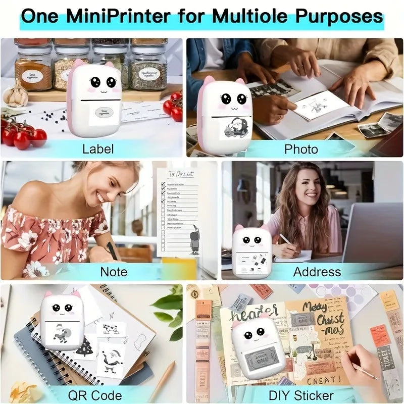 Mini Portable Thermal Printer — Instant Print for Photos, Labels & Notes, Wireless, USB Charging