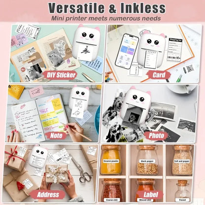 Mini Portable Thermal Printer — Instant Print for Photos, Labels & Notes, Wireless, USB Charging