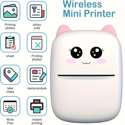 Mini Portable Thermal Printer — Instant Print for Photos, Labels & Notes, Wireless, USB Charging