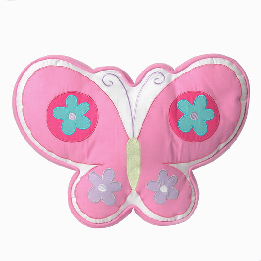 Butterfly Flower Pink Novelty Embroidered Throw Pillow