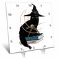 3dRose Cassie Peters Witchy Decor - Black Cat Cresent Moon Books - Desk Clocks (dc_354244)