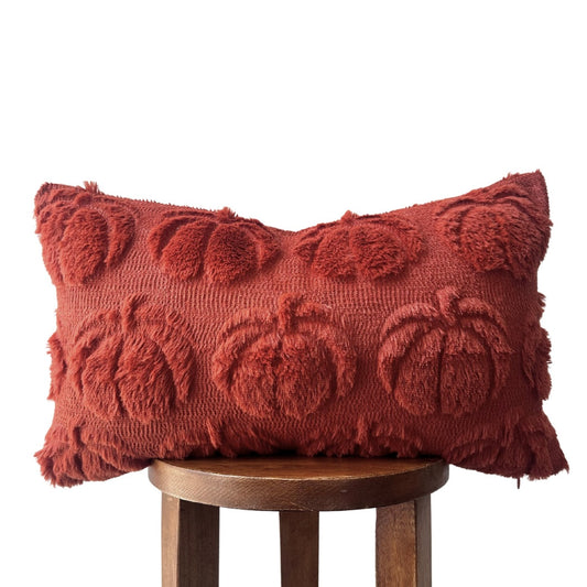 Dark Rust Pumpkin Lumbar Pillow Cover