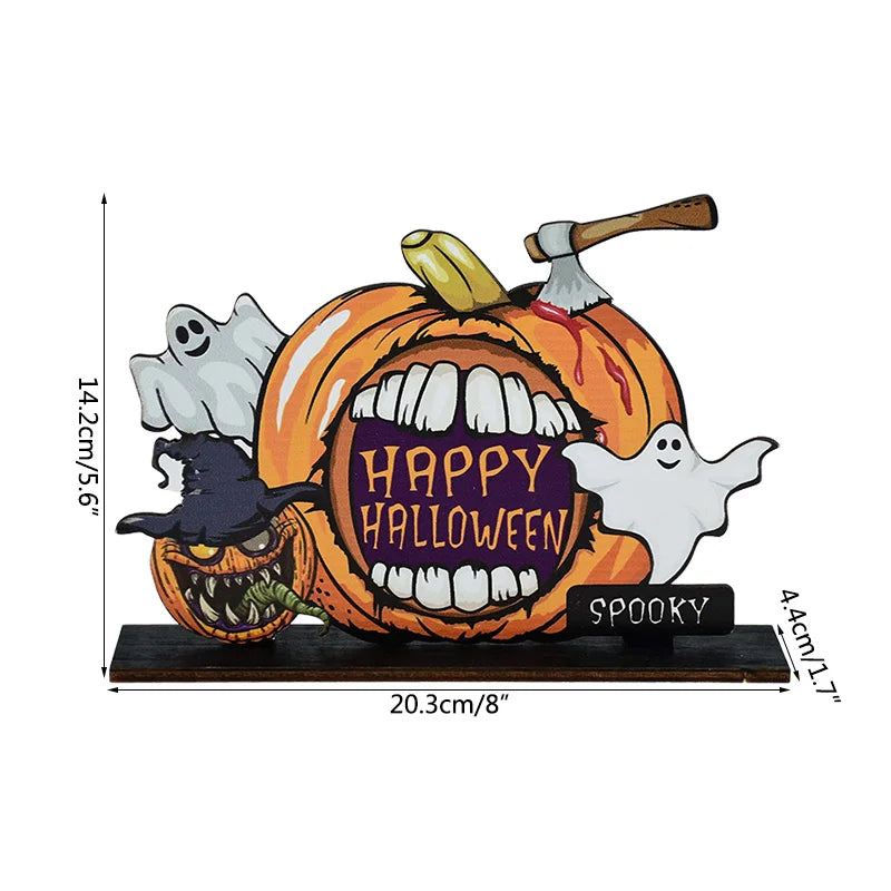 Halloween Wooden Pendant Ornaments — Pumpkin, Ghost & Trick-or-Treat Door & Party Decor