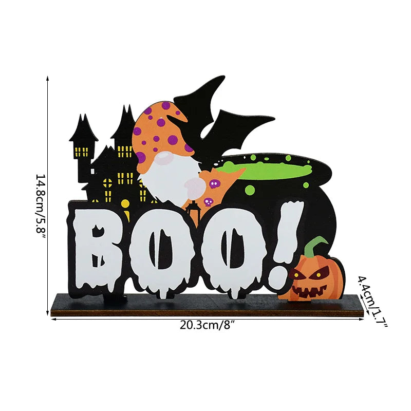 Halloween Wooden Pendant Ornaments — Pumpkin, Ghost & Trick-or-Treat Door & Party Decor