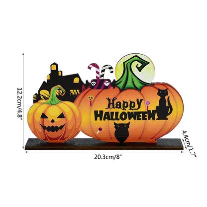 Halloween Wooden Pendant Ornaments — Pumpkin, Ghost & Trick-or-Treat Door & Party Decor