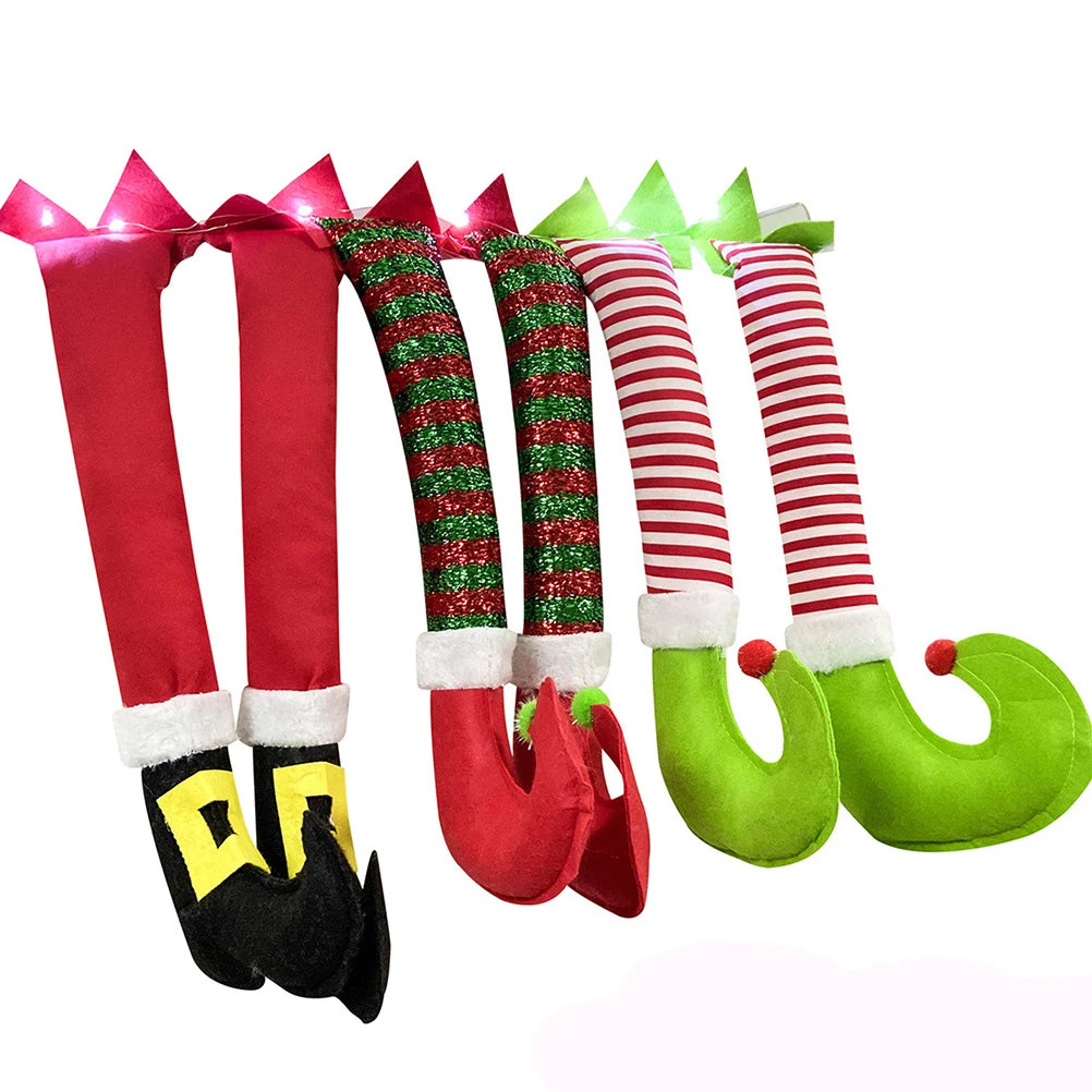 Christmas Elf & Santa Legs Plush Ornament – Stuffed Felt Feet for Tree, Wreath & Holiday Décor
