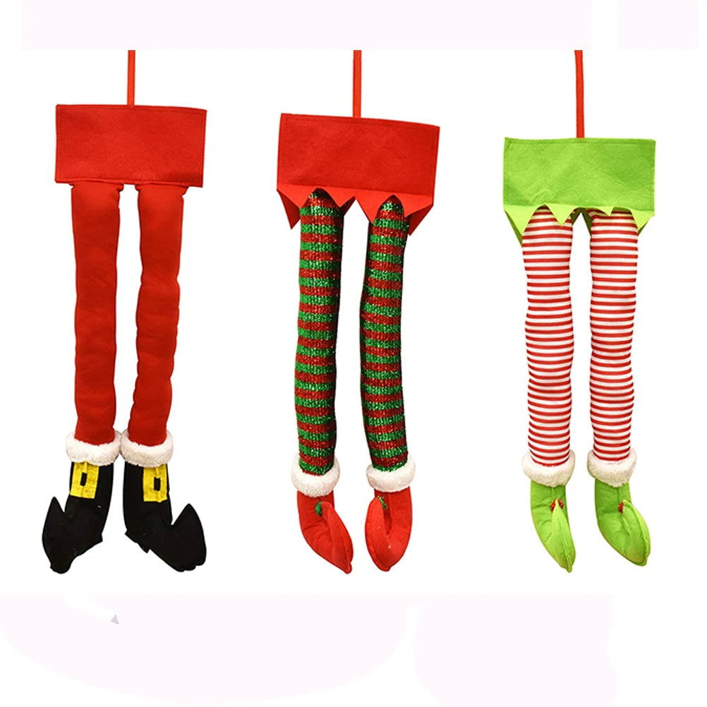 Christmas Elf & Santa Legs Plush Ornament – Stuffed Felt Feet for Tree, Wreath & Holiday Décor