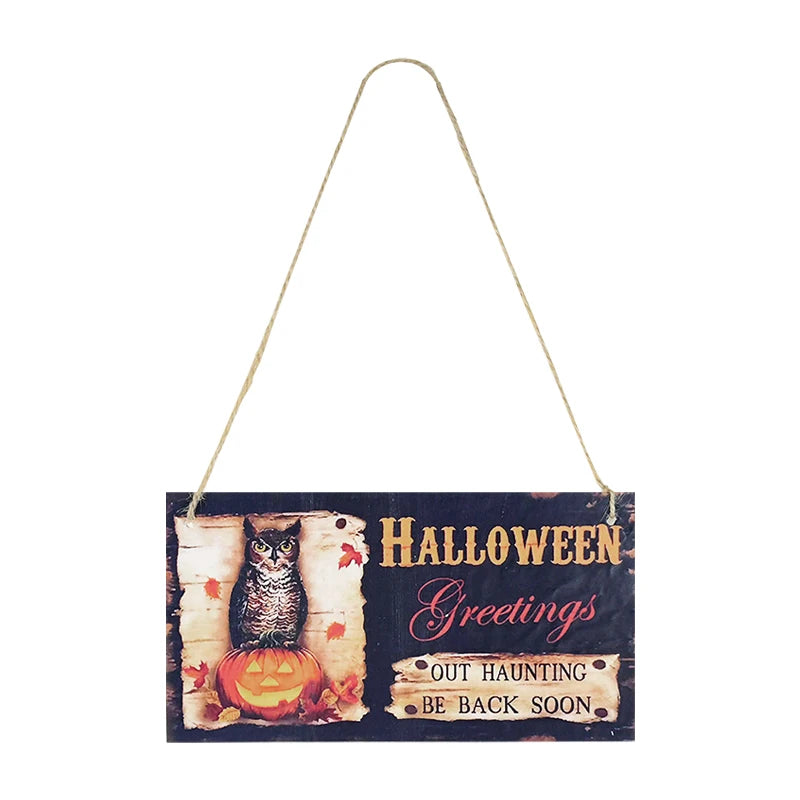Halloween Wooden Pendant Ornaments — Pumpkin, Ghost & Trick-or-Treat Door & Party Decor