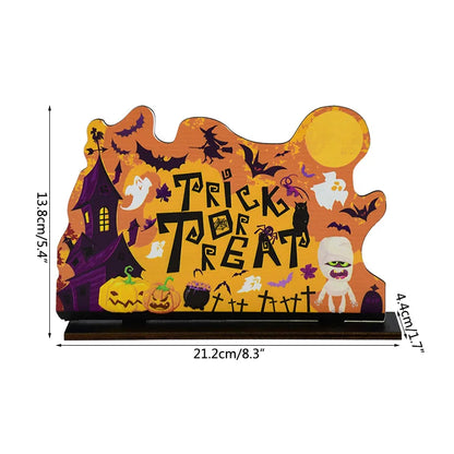 Halloween Wooden Pendant Ornaments — Pumpkin, Ghost & Trick-or-Treat Door & Party Decor