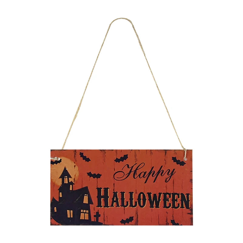 Halloween Wooden Pendant Ornaments — Pumpkin, Ghost & Trick-or-Treat Door & Party Decor