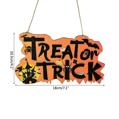 Halloween Wooden Pendant Ornaments — Pumpkin, Ghost & Trick-or-Treat Door & Party Decor