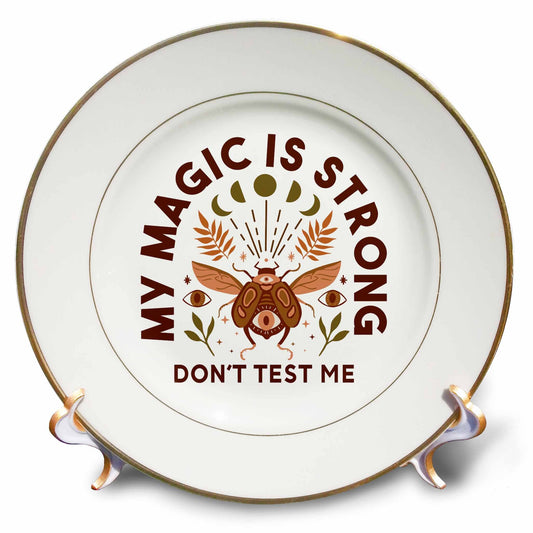 3dRose Cassie Peters Witchcraft - My Magic Is Strong Dont Test Me - Plates (cp-371349)