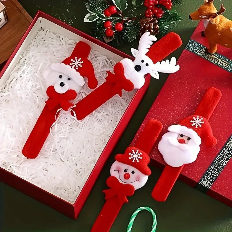 Christmas Snap Bracelets & Rings Set — Snowman, Reindeer & Santa Stocking Stuffers