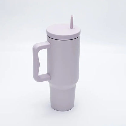 1pc 1200ml Leakproof 40oz Stainless Steel Tumbler with Handle and Straw Perfect for Outdoor Activities, Hiking, Running, Cycling