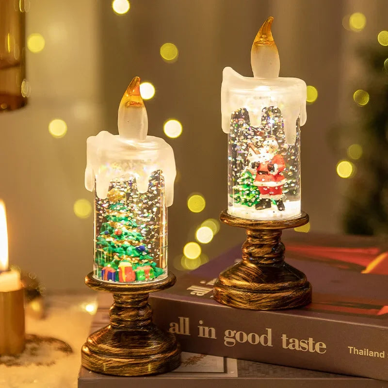 Christmas Crystal Ball Music Box Lantern — Snowflake Holiday Candlestick Decor