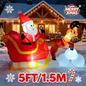 5 Ft Inflatable Santa Claus Riding Sleigh – LED Lighted Outdoor Christmas Yard Decoration