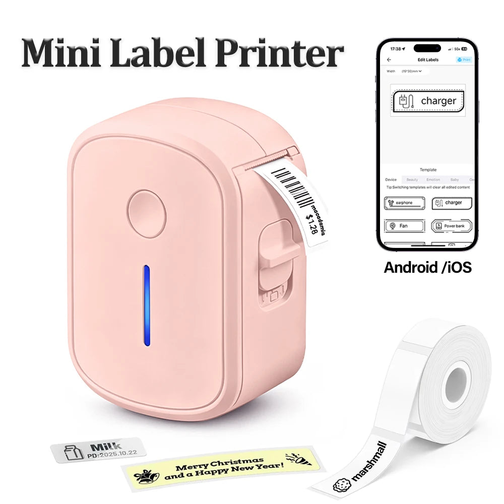 Portable Mini Bluetooth Label Printer — Inkless Self-Adhesive Thermal Sticker Maker