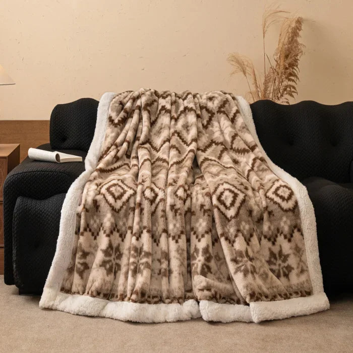 Thickened Double Layer Plaid Plush Blanket Faux Cashmere Autumn Winter Warm Bed Blanket Soft Cozy Sherpa Fleece Throw for Sofa