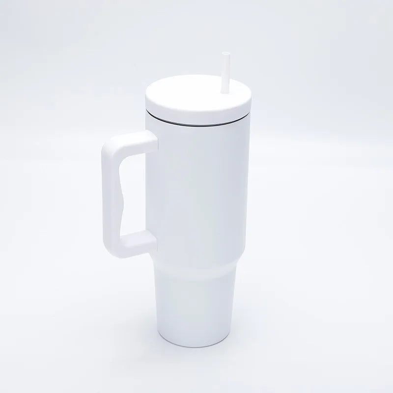 1pc 1200ml Leakproof 40oz Stainless Steel Tumbler with Handle and Straw Perfect for Outdoor Activities, Hiking, Running, Cycling