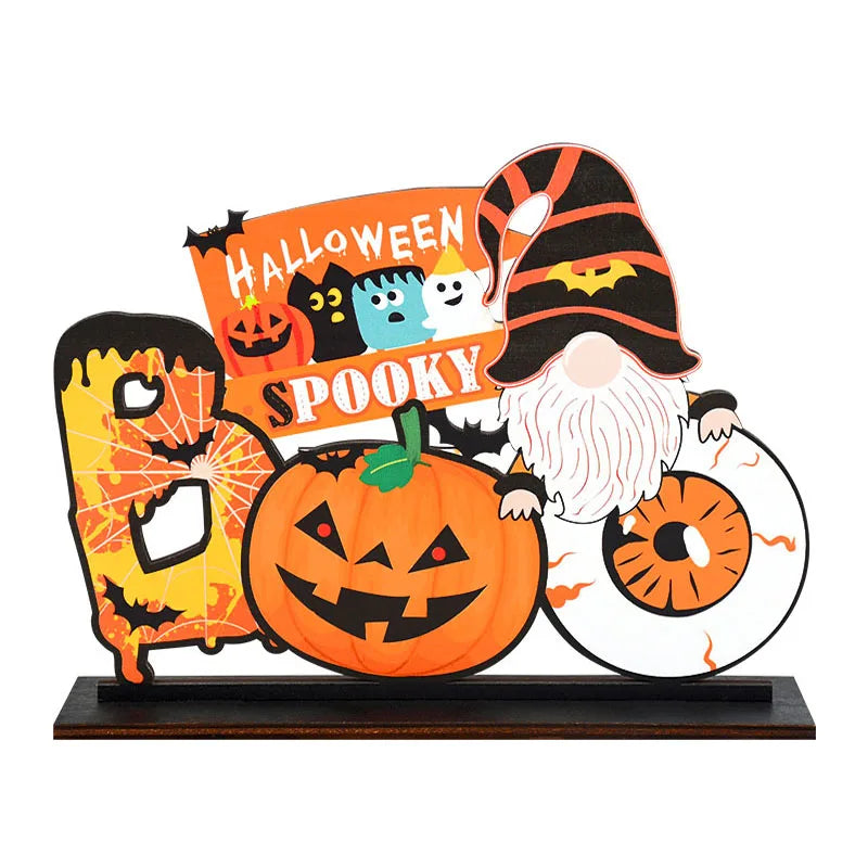 Halloween Wooden Pendant Ornaments — Pumpkin, Ghost & Trick-or-Treat Door & Party Decor