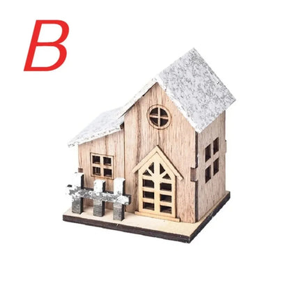 Christmas LED Wooden Cabin Ornament – Glowing Holiday House for Tree & Home Décor