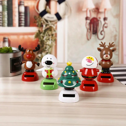 Solar Dancing Christmas Car Ornaments – Santa, Snowman, Reindeer & Tree Bobblehead Figures