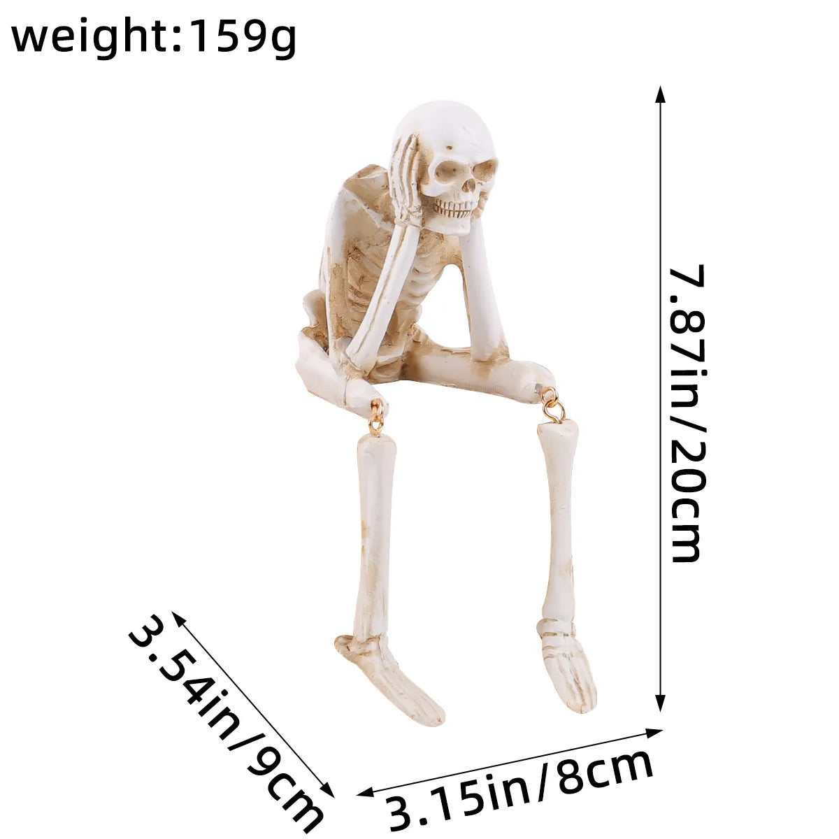 See No Evil Skeleton Figurine Set — Resin Skull Bookshelf & Halloween Decor