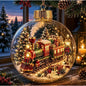 Clear Christmas Diorama Glowing Bauble Ornament — Holiday Scene Tree Decoration