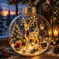 Clear Christmas Diorama Glowing Bauble Ornament — Holiday Scene Tree Decoration